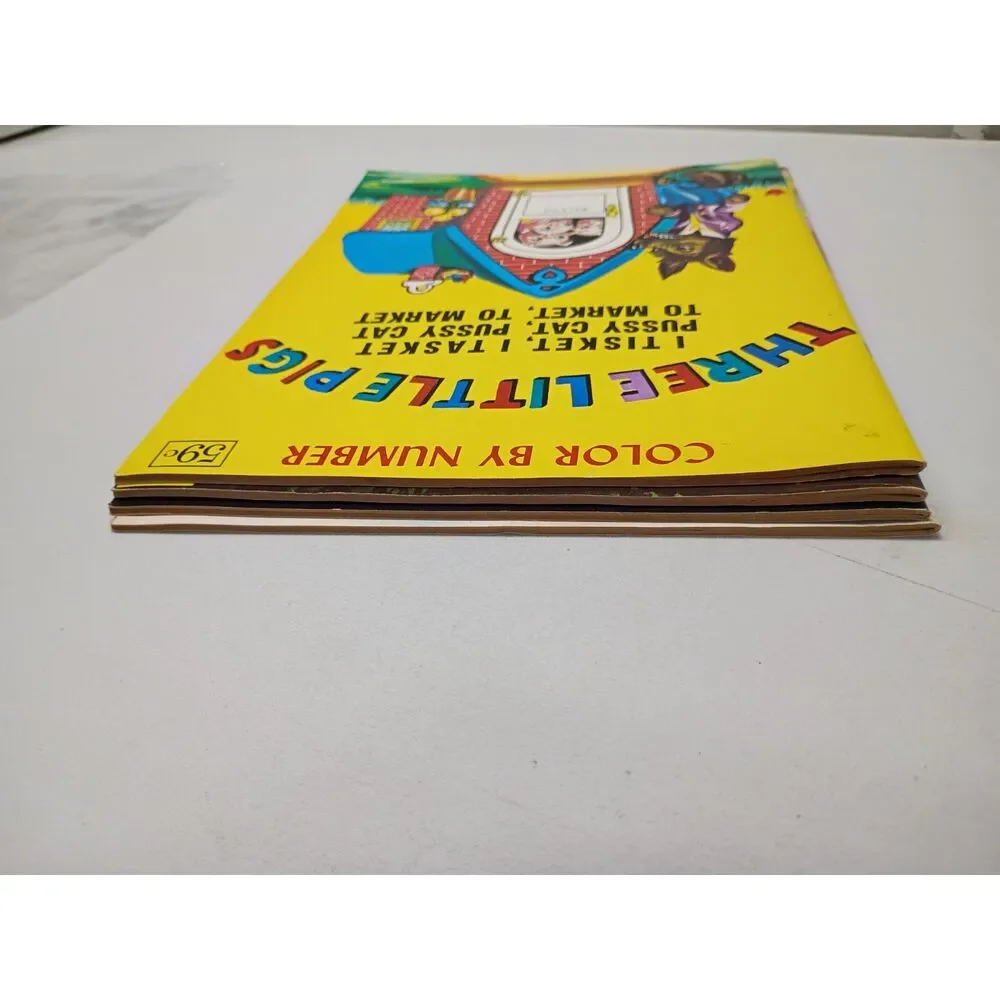 Vintage Color By Number Paperback Books 4 New Unused 1950's-60's Fairy Tale